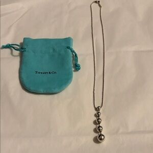 Tiffany & Co. Silver Graduated Bead Pendant Necklace with Blue Pouch
